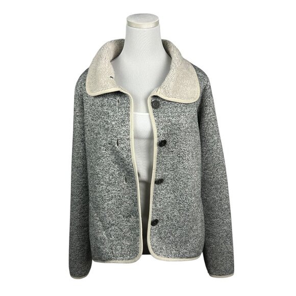 Columbia Sweater Jacket Womens Small Grey Cream Darling Days Fleece Button Up‎ - Picture 1 of 15